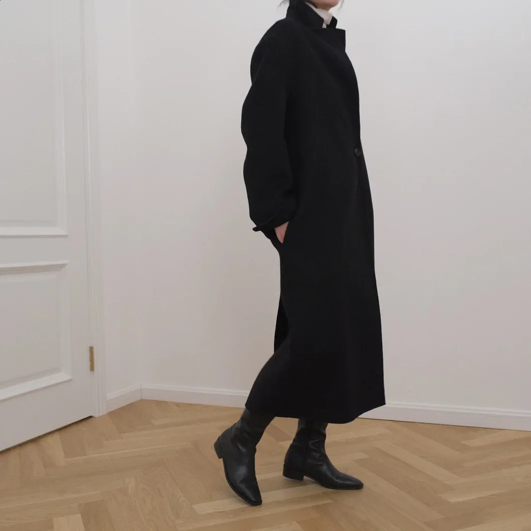 Winter European and American Fashion Sensual Elegant Double sided Wool Coat Thickened Warm Loose Slimming Weight Loss Jacket for Women 240828