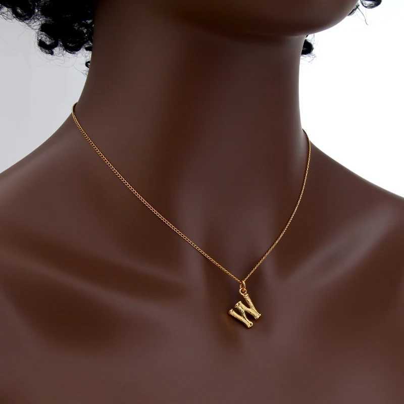 Varole Cute 3D Initial Letter Pendant Necklace PVD 18K Gold Plated Letter Charm Necklace W240828