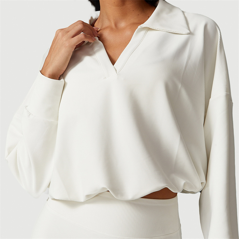 A2351 Womens Autumn Sweater Sweatshirt Yoga Suit Jacket Ladies Gym Workout Coat Fleece Loose Workout Pullover