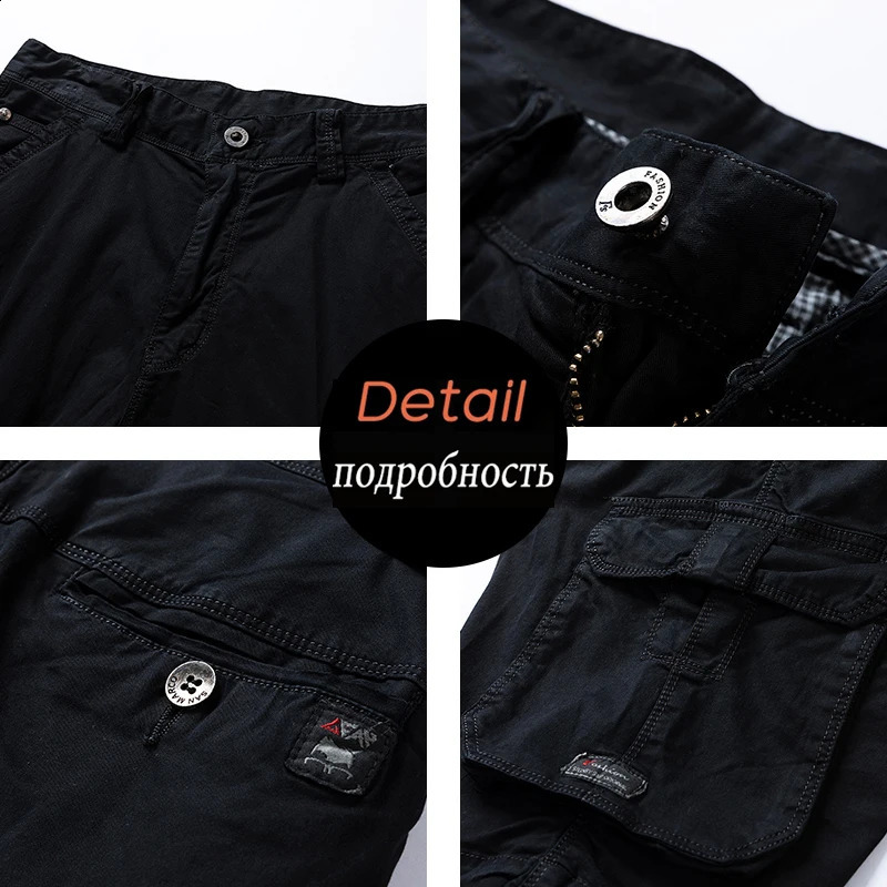 Commodity shorts mens spring and summer breeze cotton Bermuda pure cotton denim casual multi pocket pants mens commodity shorts 240828