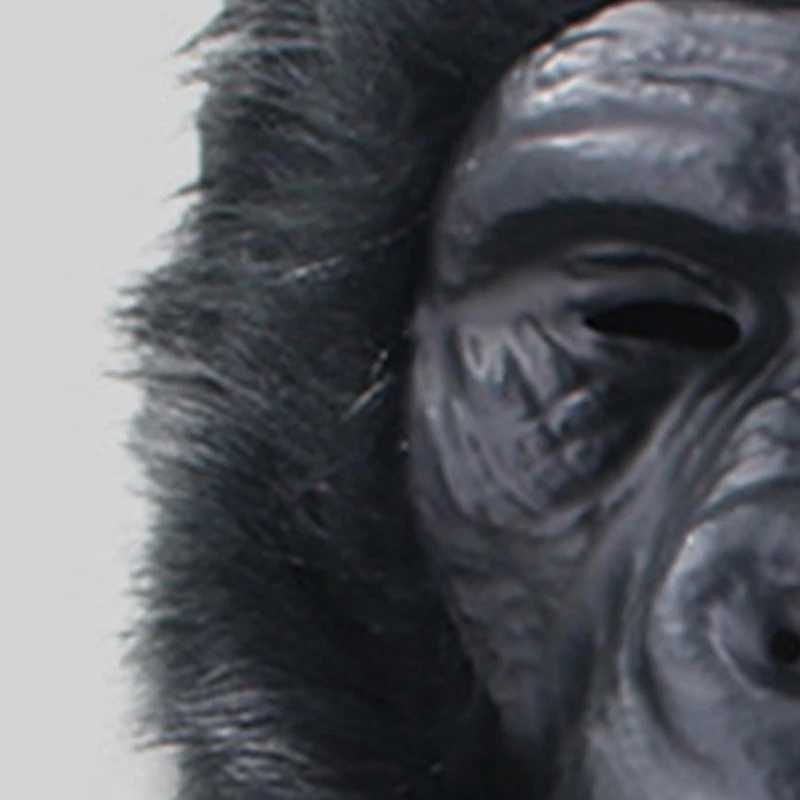 Halloween Black Gorillas Full Head Mask Latex 3D Animal Headgear for Party Festival Supplies Y240829