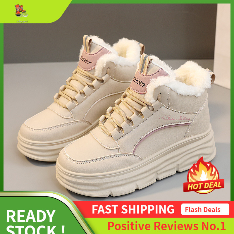 Ddmysports W Velvet For Winter New Inner Elevated Warm Women S Small White Thick Sole Cotton Board Shoes OUTDOOR