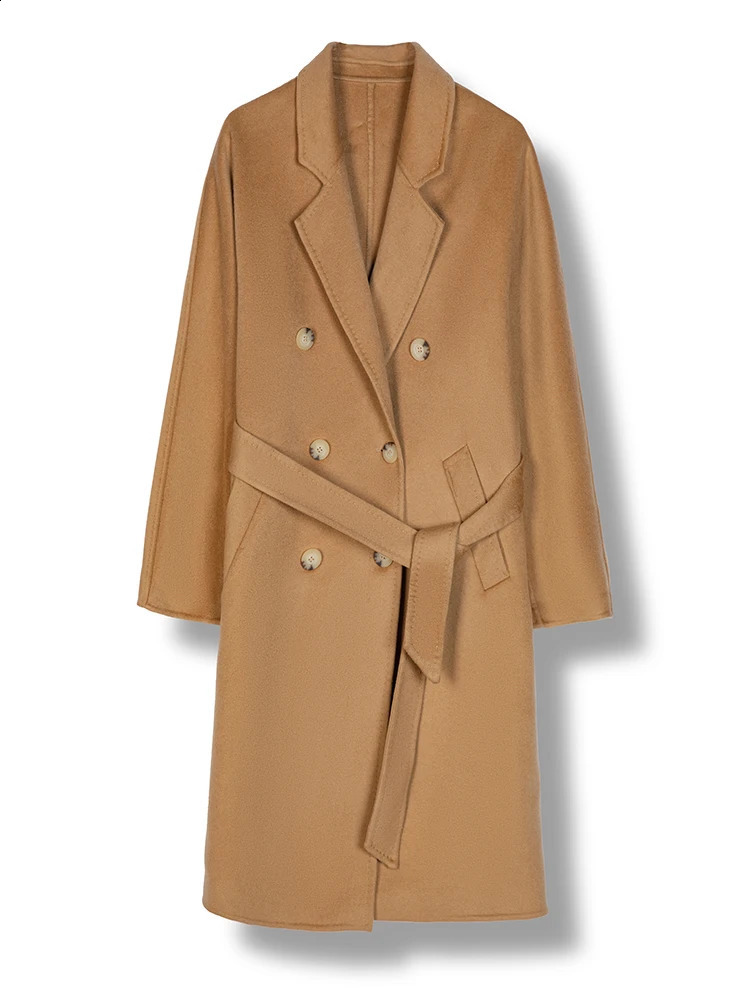 CAIXINGLE 801 Fashion Classic 10% Pure Cashmere Reversible Wool Coat Womens Long Wool Coat Autumn/Winter Windproof 240828