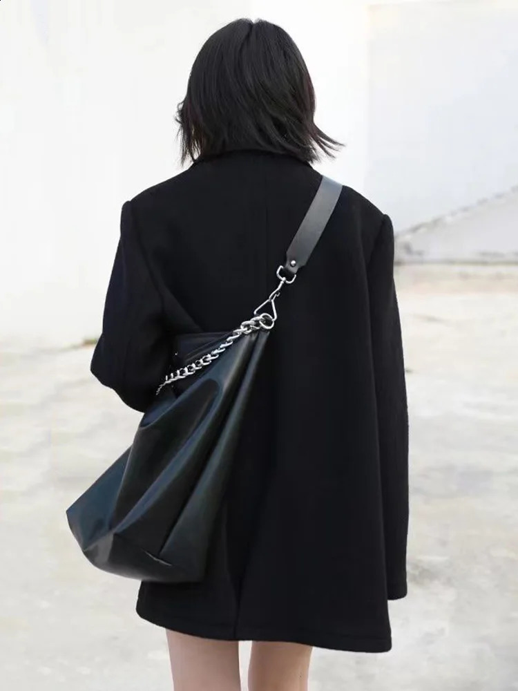 Korean Warm Medium length Wool Set Coat Thick V-neck Womens Loose Park Winter Single breasted Wool Blended Jacket Casaco 240828