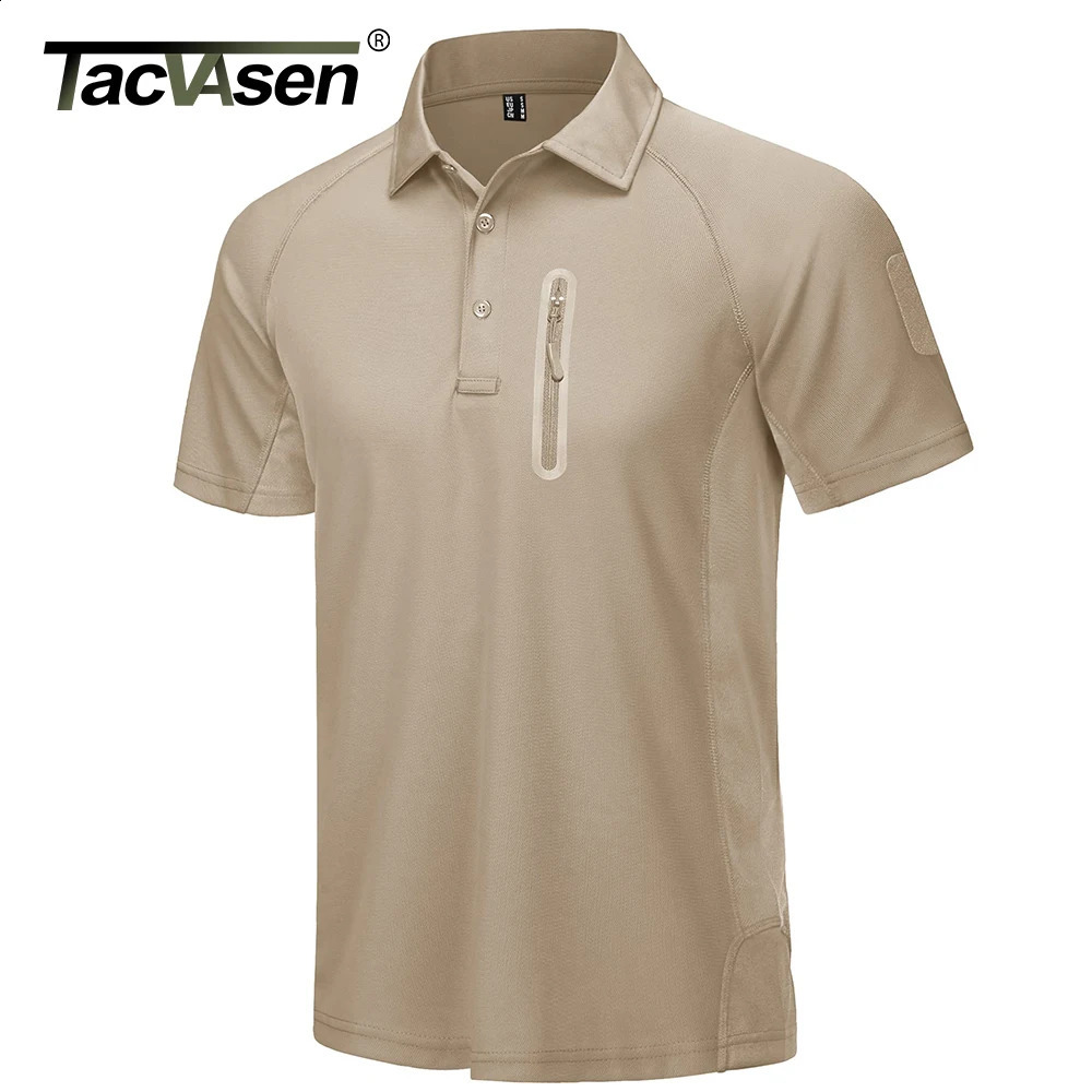 TACVASEN Summer Quick drying Tshirt with Zipper Pocket Mens Short sleeved Golf Outdoor Fishing and Hiking Top 240828