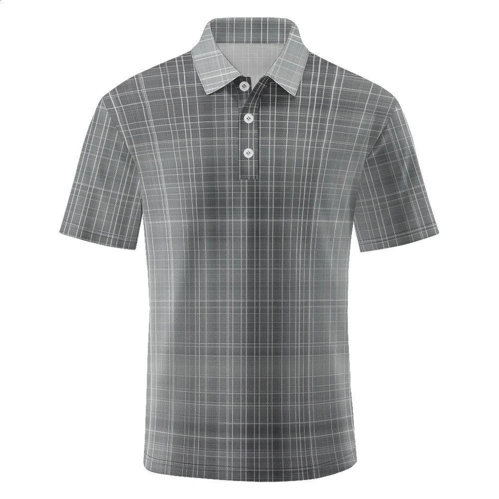 summer lapel golf retro plain polo shirt casual office sports gray short sleeved Tshirt 240828