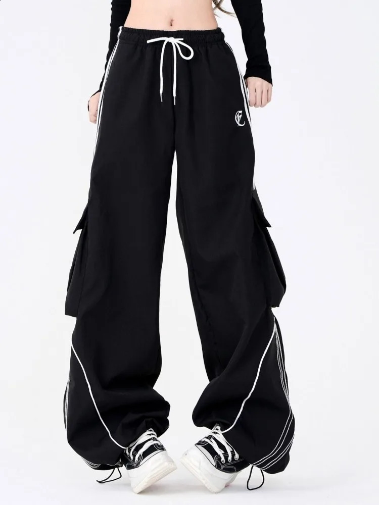 Deeptown Y2k Vintage Streetwear Cargo Pants American Retro Casual High Street Hip Hop Striped Oversize Straight Trousers 2024 240823