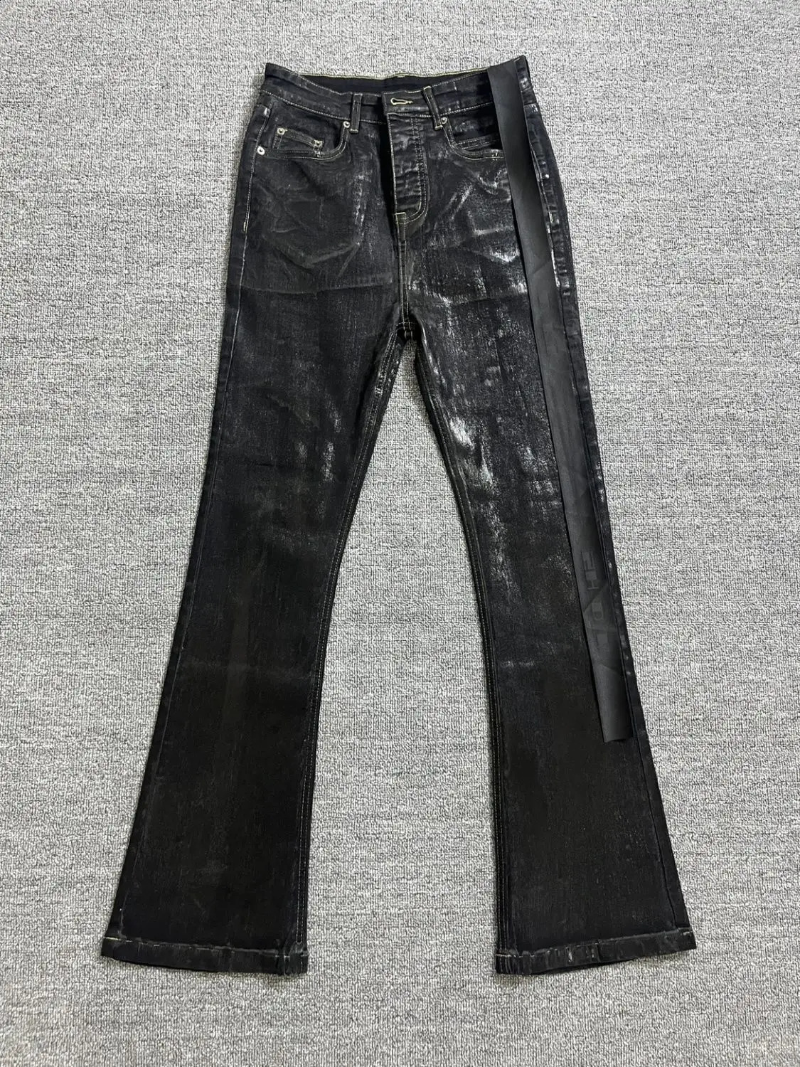 American high street slim fit elastic women micro highlighted runners for men and dark trend waxed style 240829