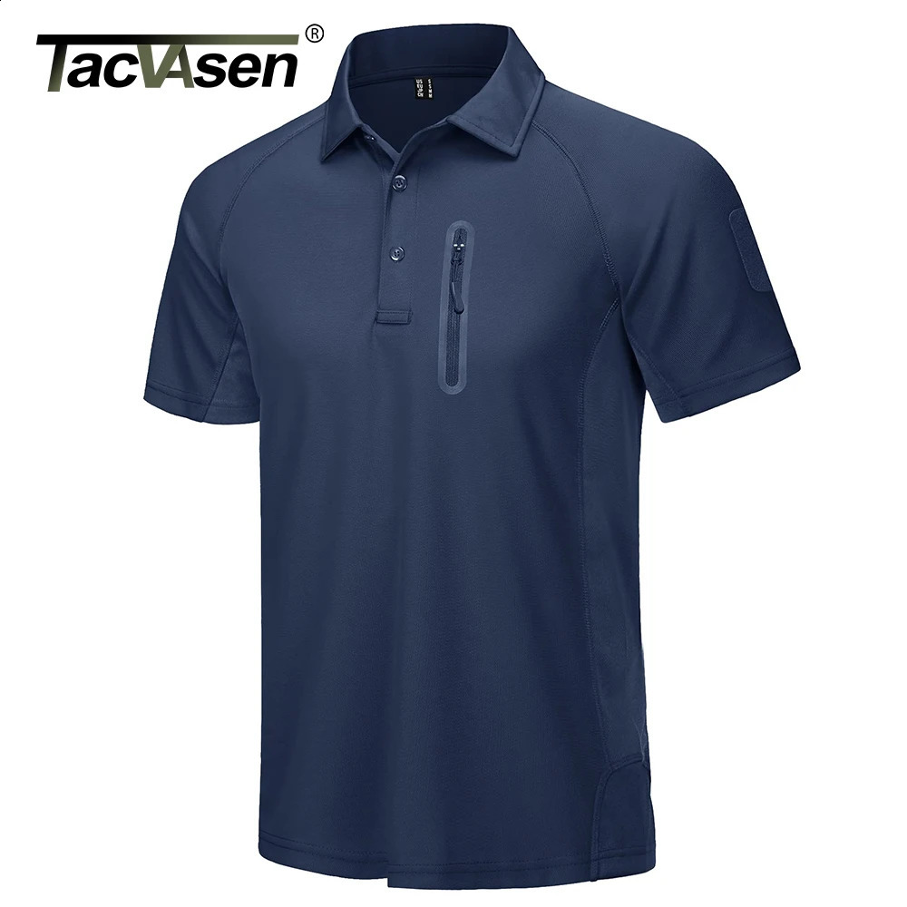 TACVASEN Summer Quick drying Tshirt with Zipper Pocket Mens Short sleeved Golf Outdoor Fishing and Hiking Top 240828