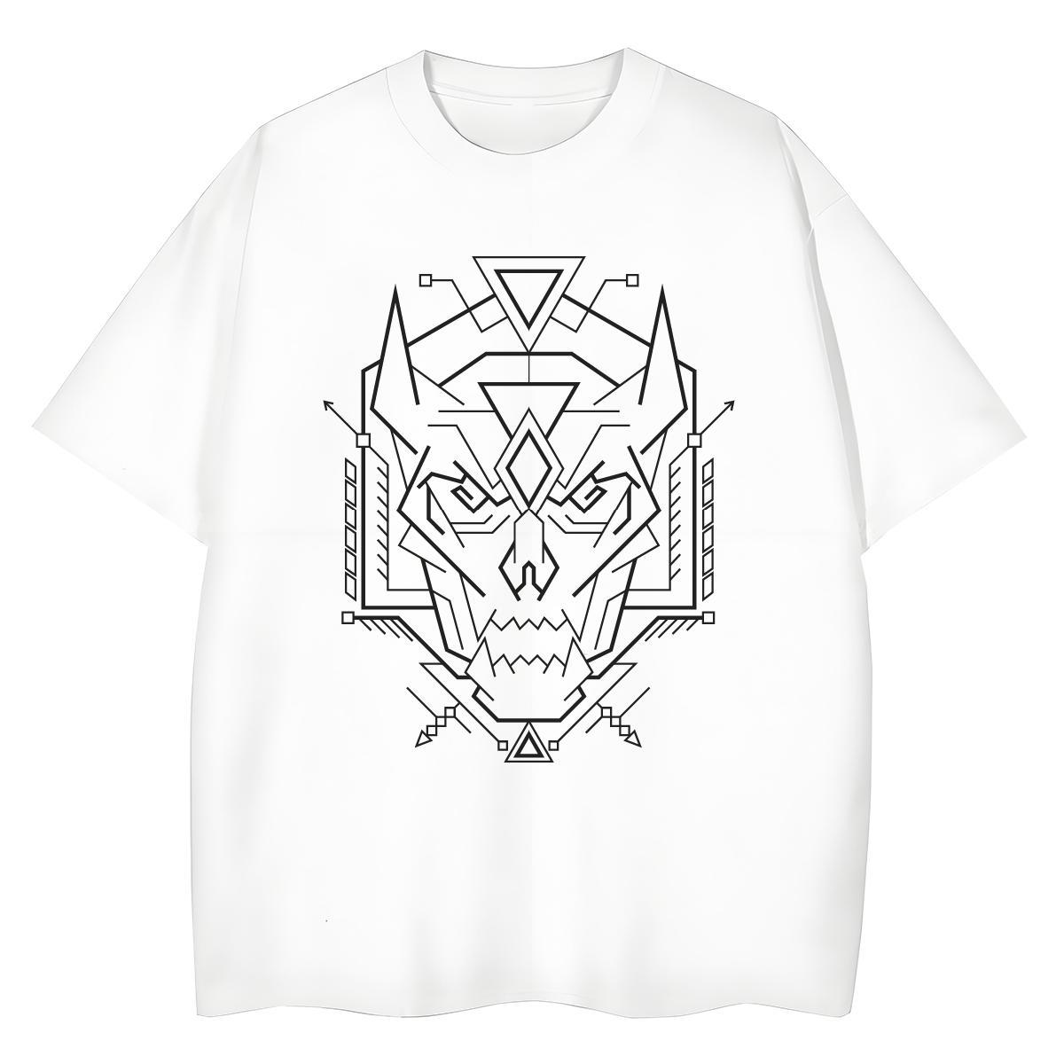 High quality Lady T shirt 100% Cotton 230g Geometric line Outdoor Womens T Shirts O-Neck Short Sleeve Anime Clothes Shirt