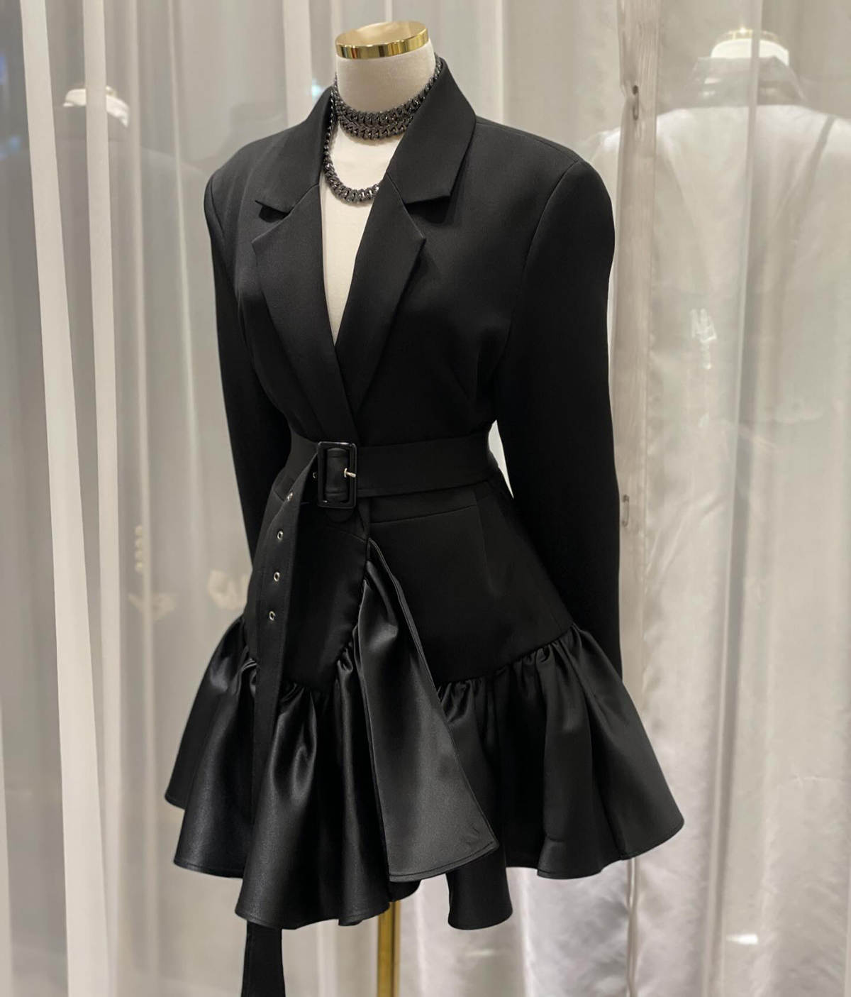 Black Women Blazer Dress Costumes Pour Femmes Tailored Jacket Prom Birthday Party Wear With Belt