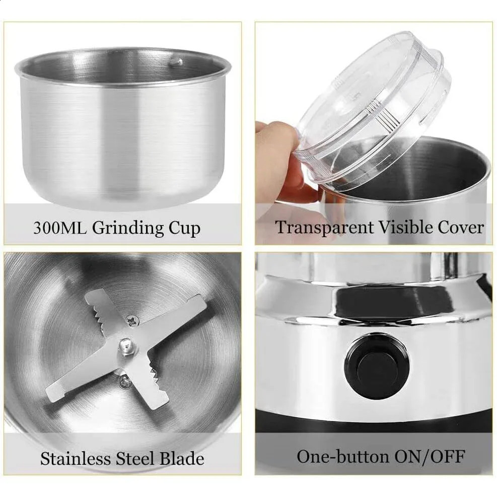 Electric grinder with four side blades kitchen grain nut bean spice grain grinder multifunctional household coffee grinder 240829