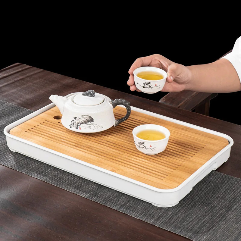 GIANXI Bamboo Tea Tray Home Living Room Kungfu Tea Set Small Tea Tray Draining Dry Soaking Table Storage Wet And Dry Use 240829