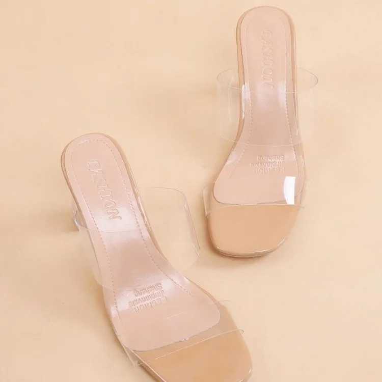 New Arrival Transparent high heels womens square insoles summer shoes womens transparent high pump wedding jelly Butty Damskie shoelace slider T250110