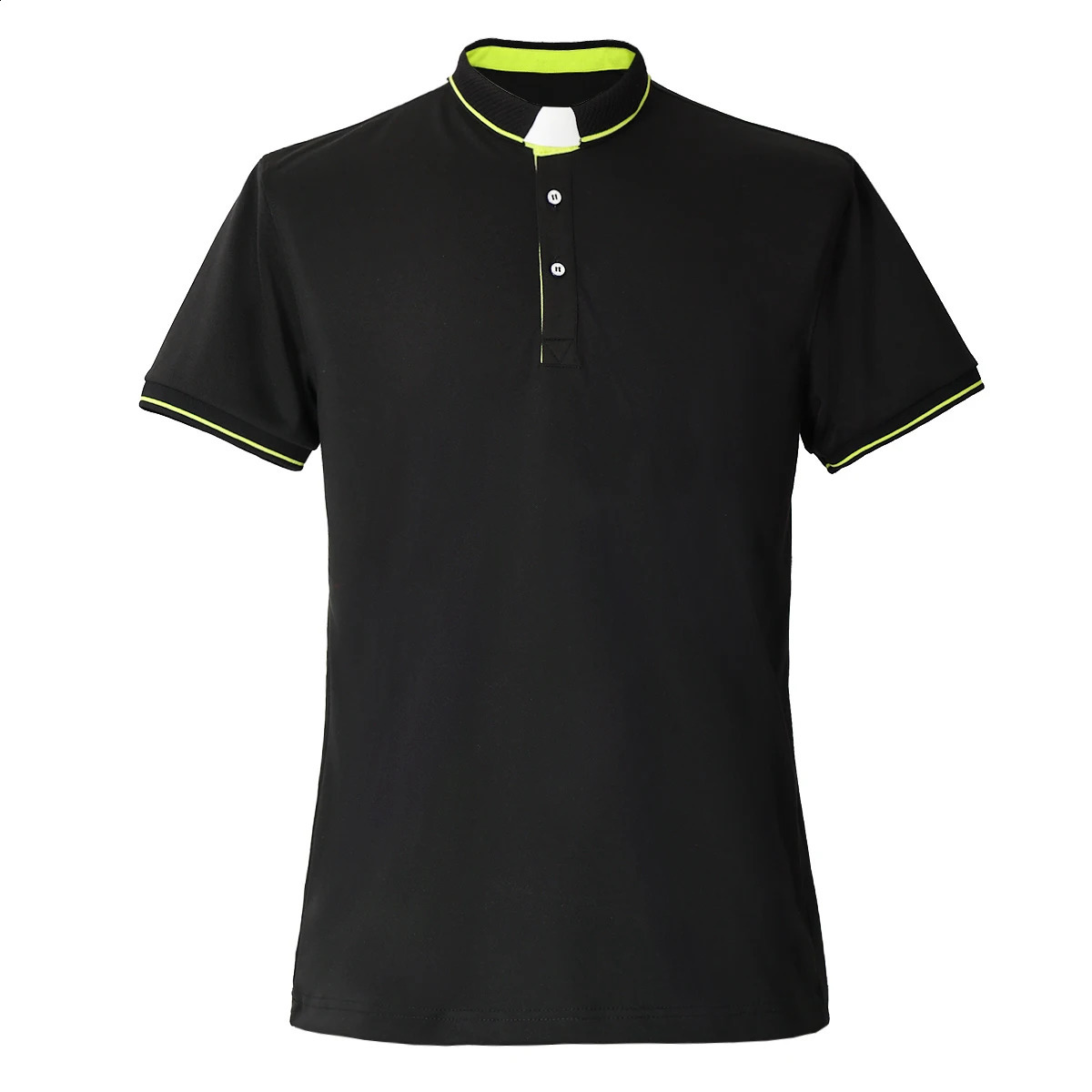 Mens casual polo shirt pastor tag collar short sleeved church Tshirt 240828