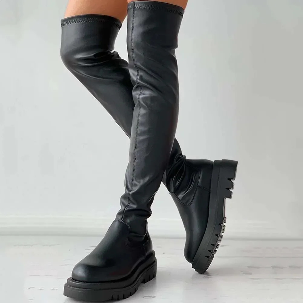 Womens Platform Thick High Heels Fashion Ultra Thin Thick High Heels Over the Knee Boots Womens Party Shoes Women 240827