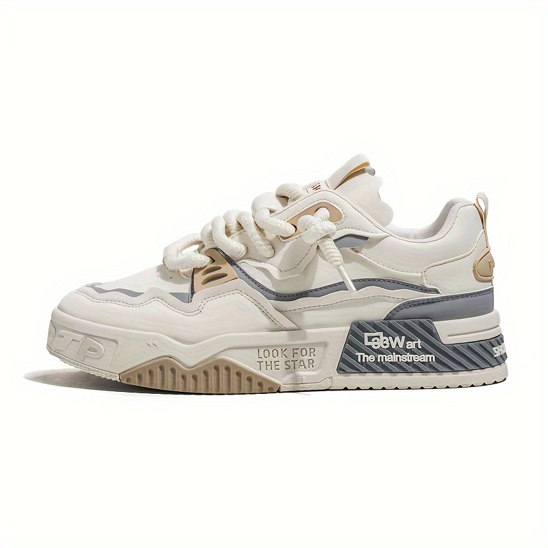 Men's Trendy Street Style Platform Skateboard Shoes, Comfy Non Slip Durable Casual Lace Up Sneakers For Men's Outdoor Activities