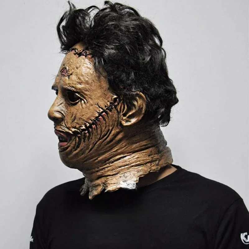 Halloween Mask The Texas Chain Saw Massacre Fur Mask Head Cover Film Props Latex Ball Mask Headgear Y240829