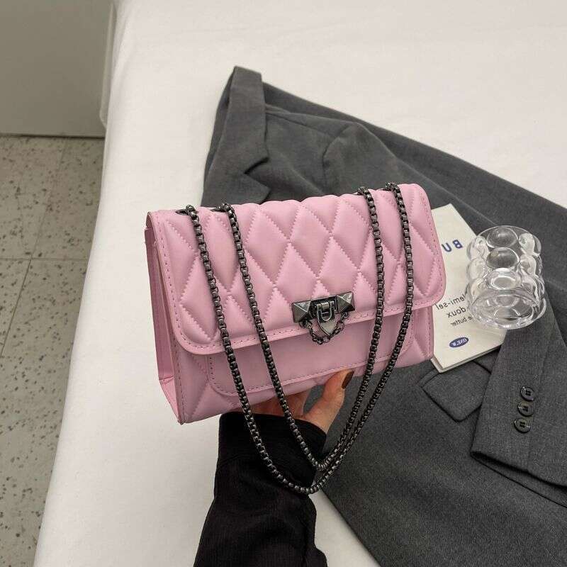 News New texture bag 2024 crossbody bag women's bag diamond grid chain shoulder bag high-end fashion buckle small square bag