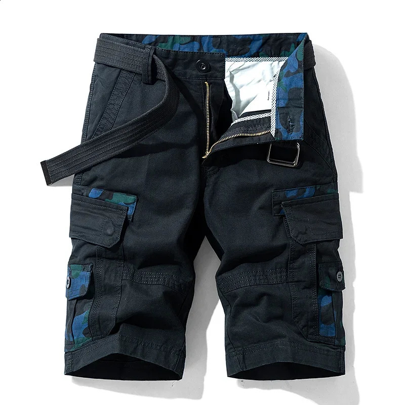 Mens cargo cotton camouflage shorts with large pockets suitable for summer beach runners to wear mens clothing on the shoulders excluding belt 240828 - view 6
