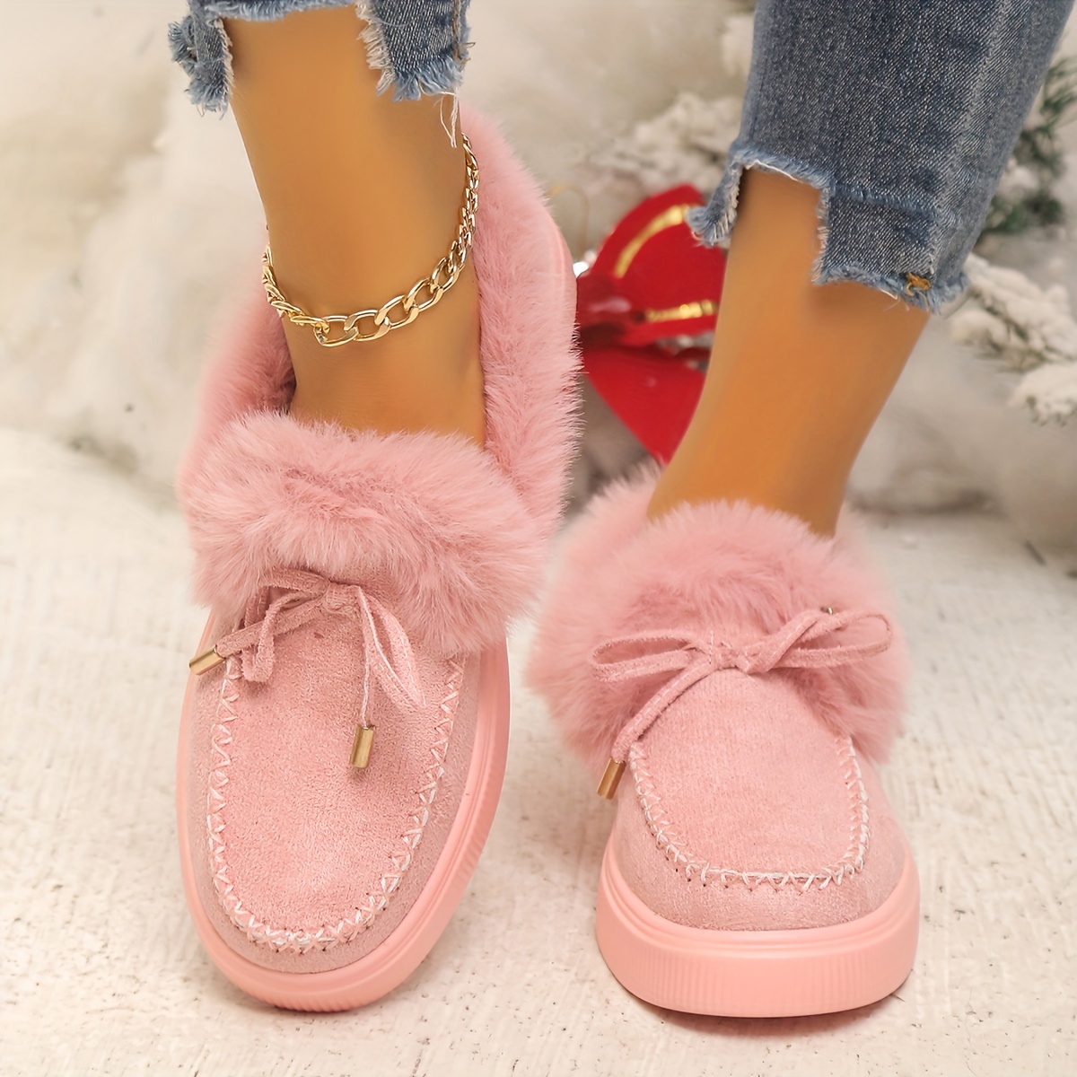 Fashion Cozy Women's Snow Boots leopard print with Plush Lining and Bow Detail Colorful