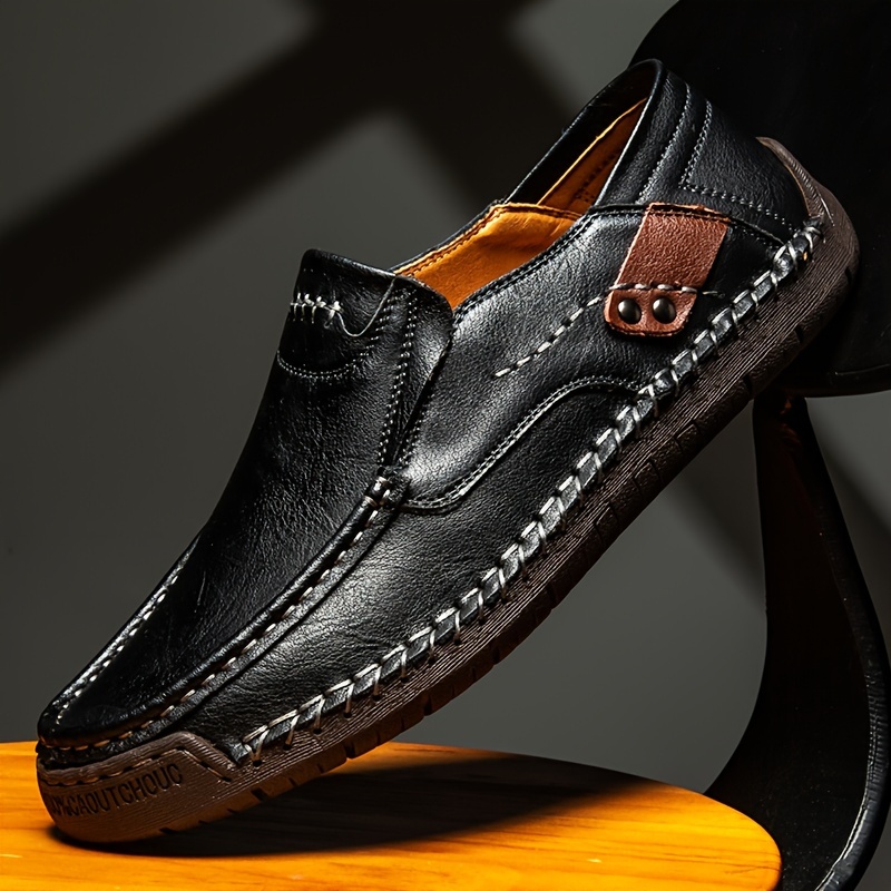 New Hand-Stitched Men's Outdoor Casual Shoe Slip-On Flat Shoe Spring Low-Cut Breathable Plus Size Loafers