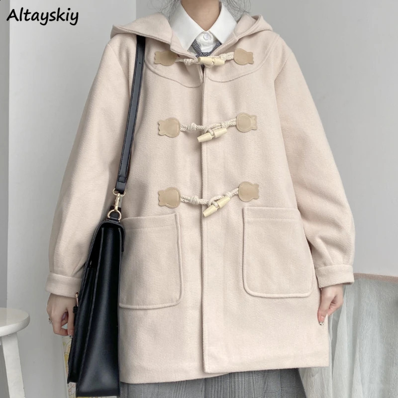 Japanese preparatory style mixed womens Kawaii button up female student hooded jacket Y2k autumn winter fashion bag fully matched retro fashion 240828