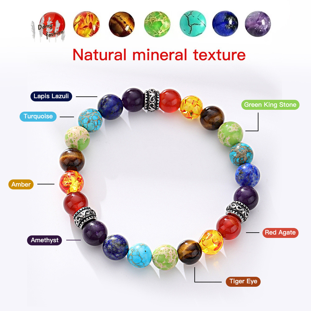Energy Assisted Breathing Meditation Agate Natural Tiger Eye Volcanic Stone Colorful Bracelet Jewelry F08.29-5.5 29c6e