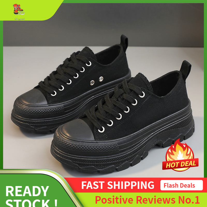 Ddmysports BR New Canvas Casual Women S Autumn Breathable Solid Color Increase Thick Sole Board Shoes Versatile And Durable OUTDOOR