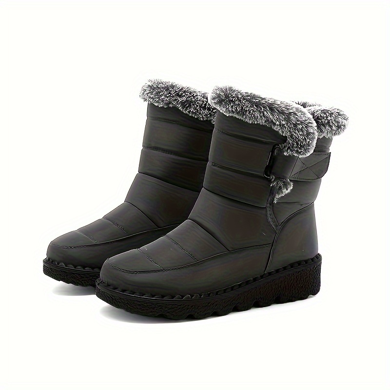 Womens Solid Color Luxe Plush Snow Boots - Stylish Casual, Ultra-Comfortable, Insulated Winter Ankle Boots with Durable Platform Sole