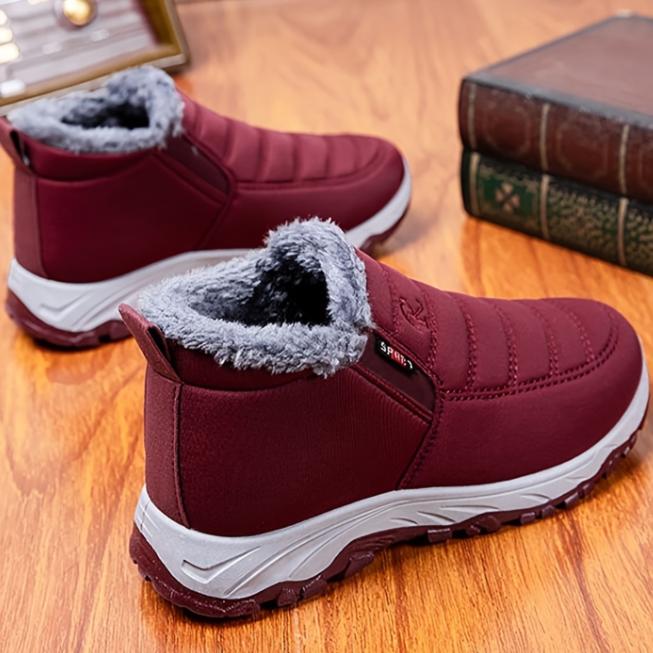 Women's Plush Winter Boots - Slip On Thermal Lined Soft Sole Shoes for Warmth and Comfort