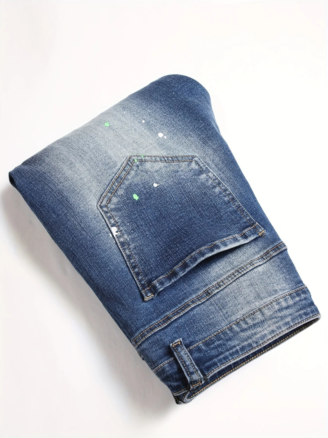 Mens y2k stretch denim jeans tear tight letter printed elastic waist casual pants mens eyelets slim fit denim hip-hop Trouser 240829