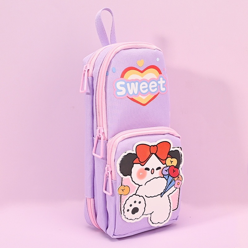 Pen bags popular, large capacity stationery storage bags, high aesthetic value, elementary school students decompression, double-layer cute pencil cas