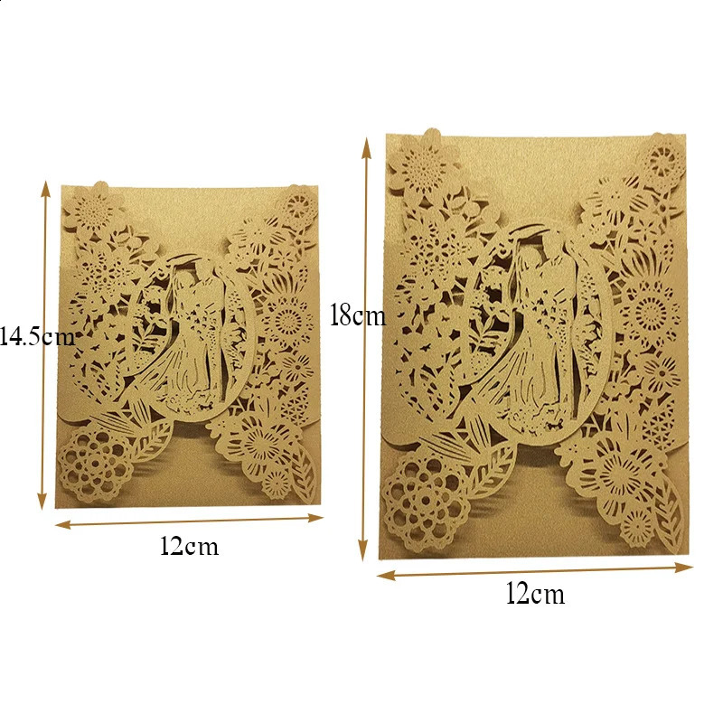 50pcs Wedding Invitations Card Bride Groom Flowers Pocket Invitation Greeting Card Wedding Mariage Party Supplies Decorations 240829