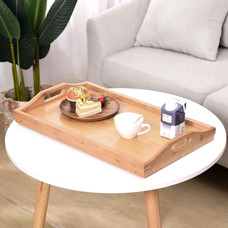 Bamboo Bed Tray Table with Folding Legs Handle Foldable Serving Laptop Tray Snack Tray Breakfast Tray Bed Table Drawing Table 240828