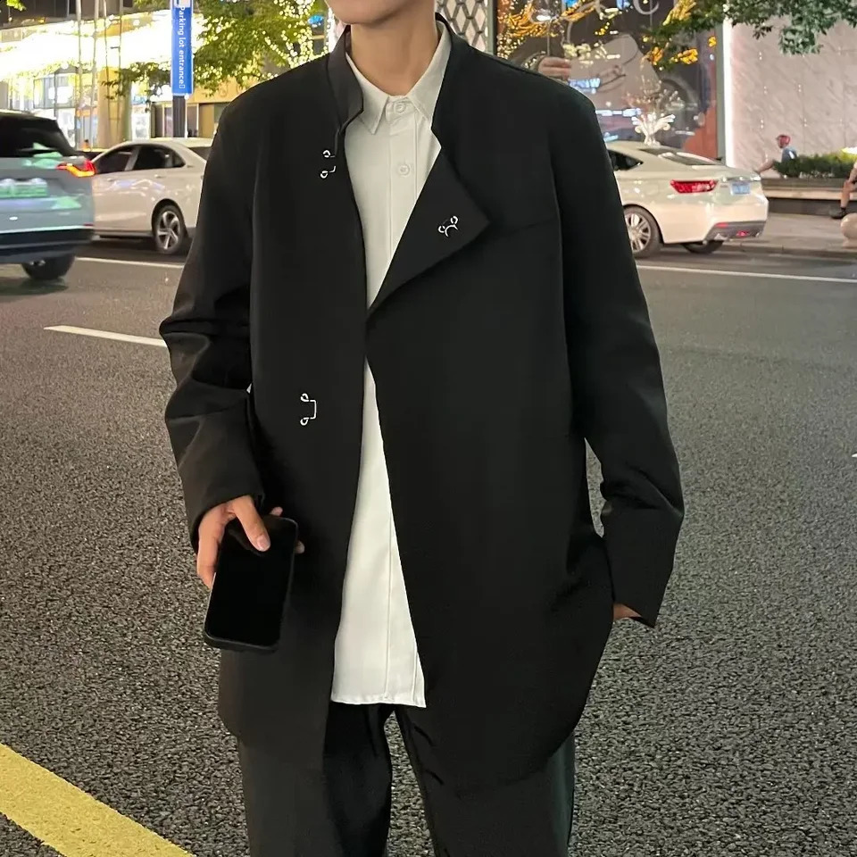 Medium length thick wool jacket winter Parka mens casual youth jacket British coat thin material 240829