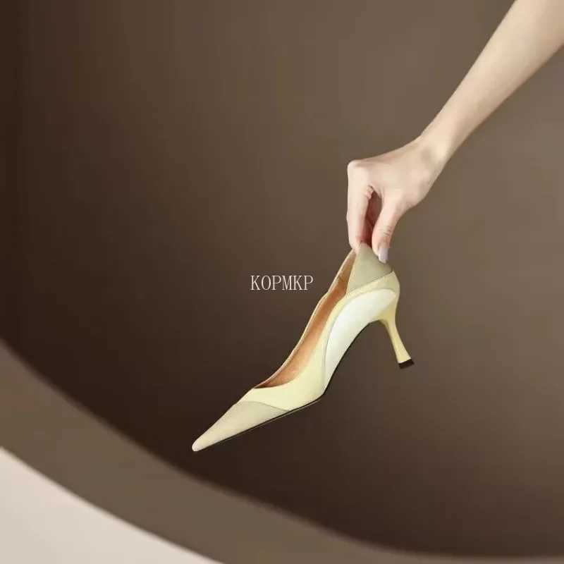 High Quality Spring and Summer Mixed Color Pointed High Heels Single Shoes Temperature Stiletto High Heels Elegant Womens Shoes T241024