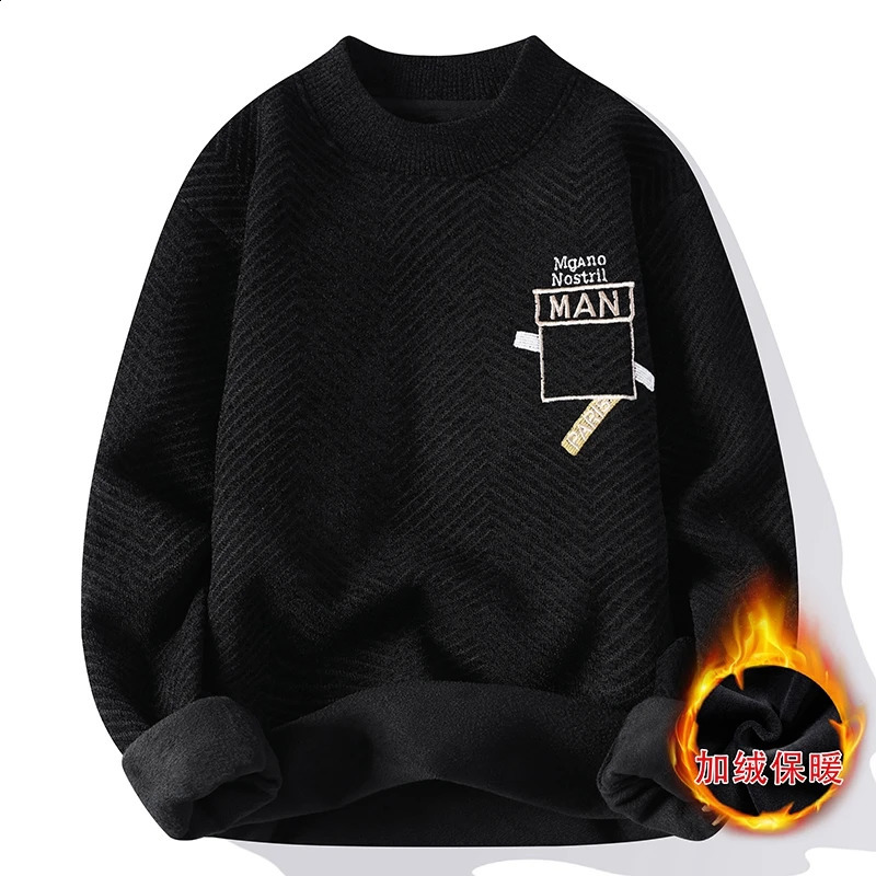 Mens French letter print and wool sweater with autumn and winter thick pull up sweater 240829