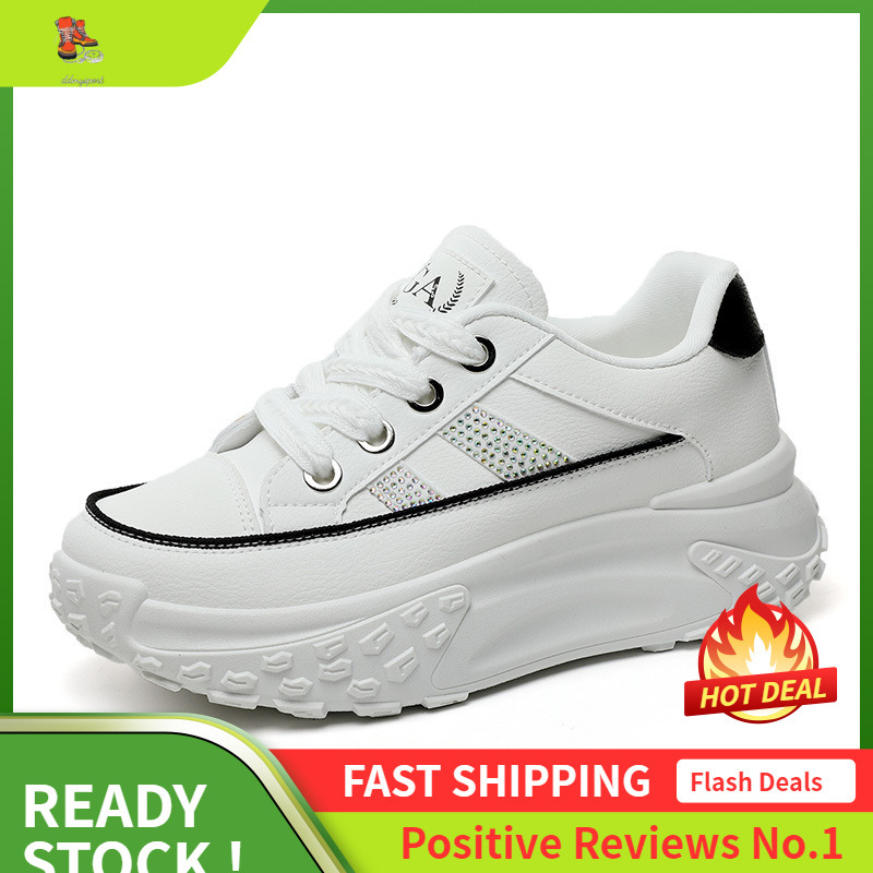 Ddmysports Q New White Women S Shoes Sequins Summer Breathable Color Matching Height Increasing Thick Sole Casual OUTDOOR