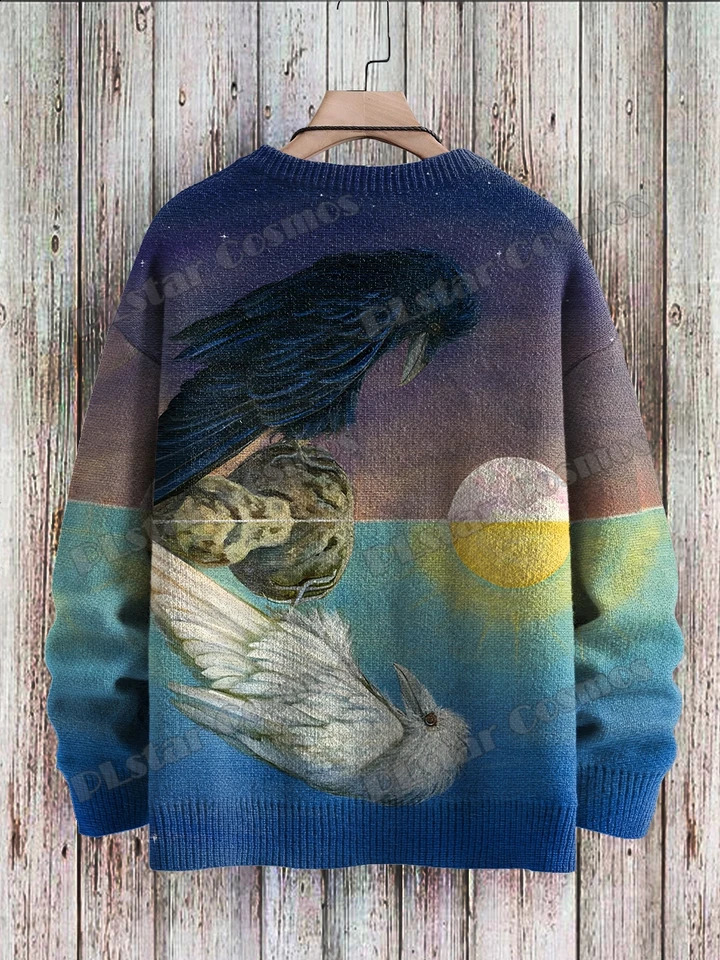 Halloween witch and ghost retro art pattern 3D printing mens knitted floral winter unisex casual knitted floral sweater ZZM127 240829
