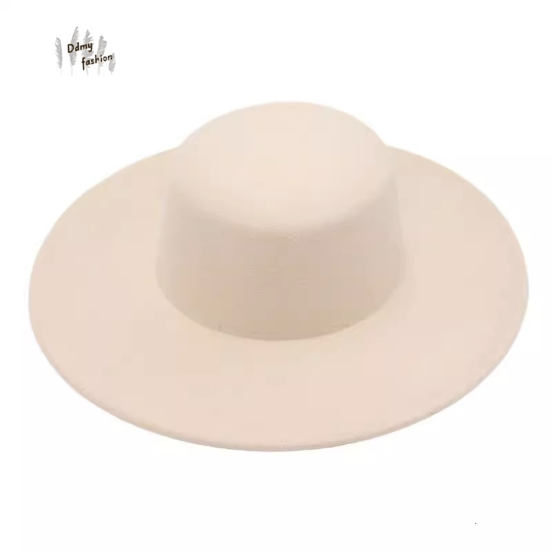 Autumn And Winter Flat Woolen Top Large Brim Versatile Felt Women S Jazz Hat French Hepburn Style F08.29-10 97bd4