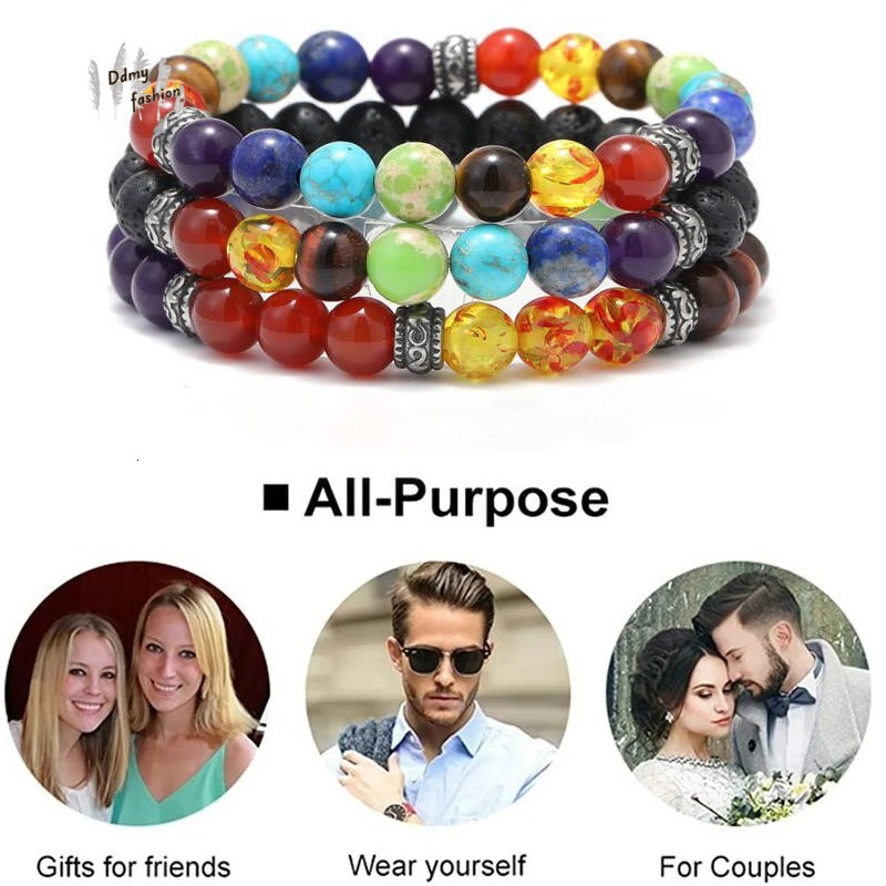 Energy Assisted Breathing Meditation Agate Natural Tiger Eye Volcanic Stone Colorful Bracelet Jewelry F08.29-5.5 29c6e