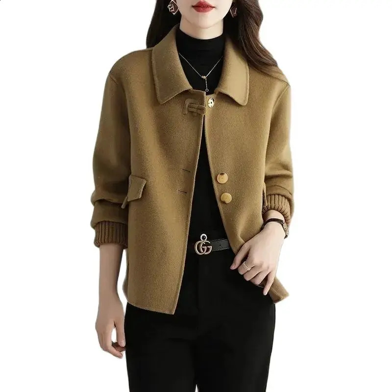 Short fashion n manual double-sided velvet wool jacket for women womens wool jacket for spring and autumn 240828