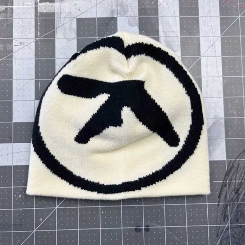 Aphex Twin Wen Hat Mens Knitted Bean Hat Y2k Street Clothing Winter Fashion Plow Kpop Retro Gothic Warm Hip Hop Unisex Style X250212