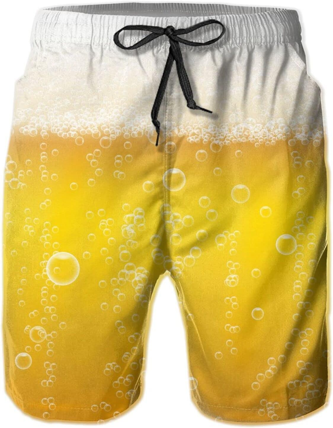 Mens Shorts 3D Printing Pattern Beer Insane Swim Trunks Quick Dry Beach Pants For Men Print Board Swimwear