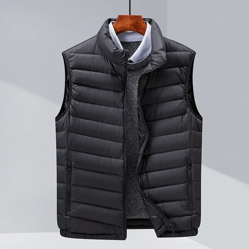 Yes mens standing collar down jacket autumn and winter thin vest sleeveless 240828