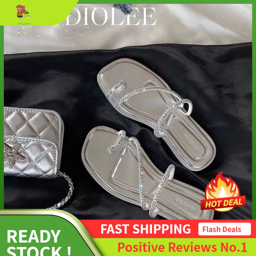 Ddmysports Sheepskin Edition Grape Mom Same Sparkling Water Diamond Toe Set Exquisite Fairy Style Flat Bottom Women S Alf Slippers Summer OUTDOOR