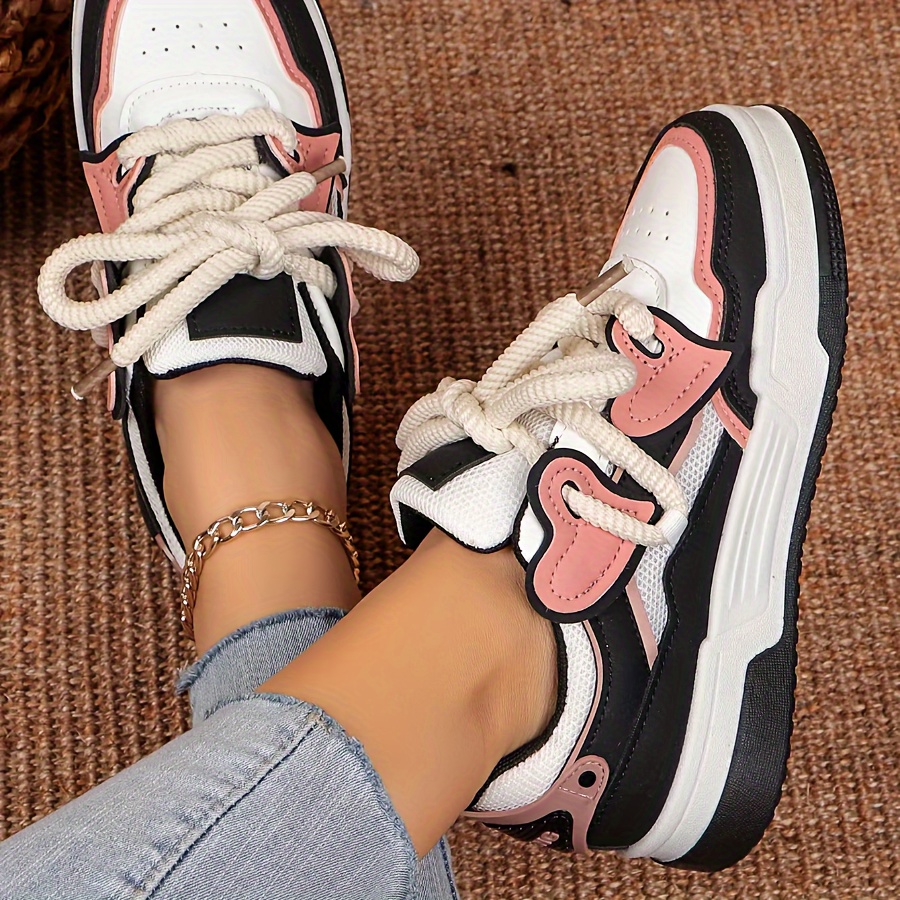 Trendy Women's Color Block Sneakers with Non-Slip Soles and Height-Increasing Thick Soles