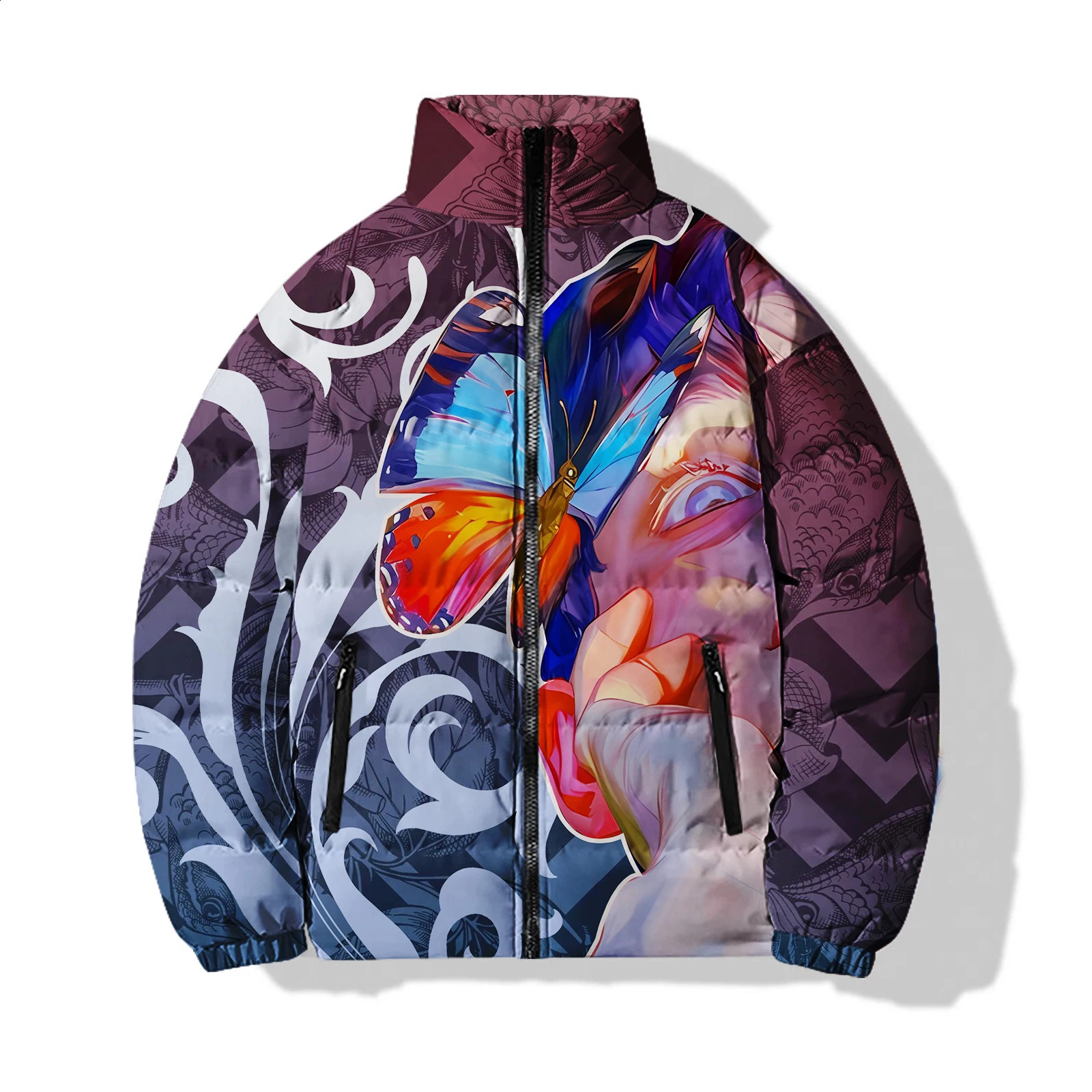 Japanese Anime Mens Winter Coat Retro Sculpture Cold Jackets 3D Printing Parka Man Stylish and Comfortable Cool 240828