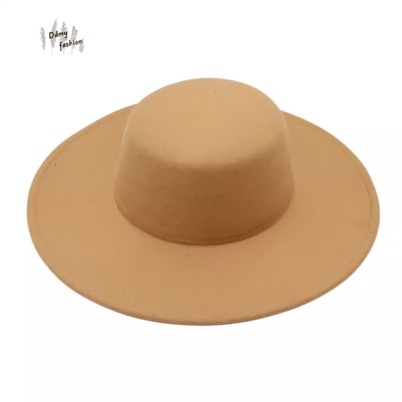 Autumn And Winter Flat Woolen Top Large Brim Versatile Felt Women S Jazz Hat French Hepburn Style F08.29-10 97bd4